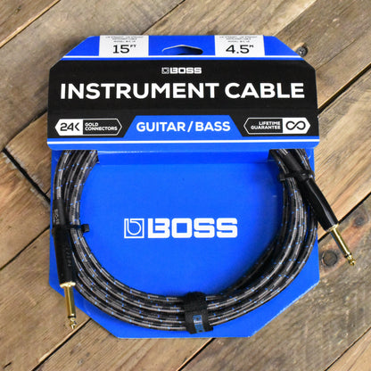 Boss BIC-15 Instrument Cable - 15ft/4.5M - Straight/Straight  - 1/4" Jack