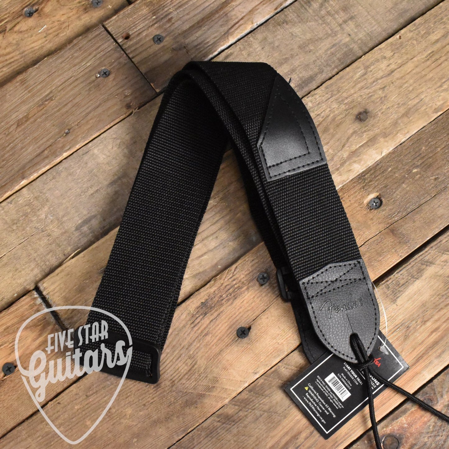 Fender Strap Black w/Red Logo 2"