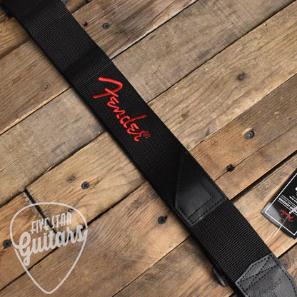 Fender Strap Black w/Red Logo 2"