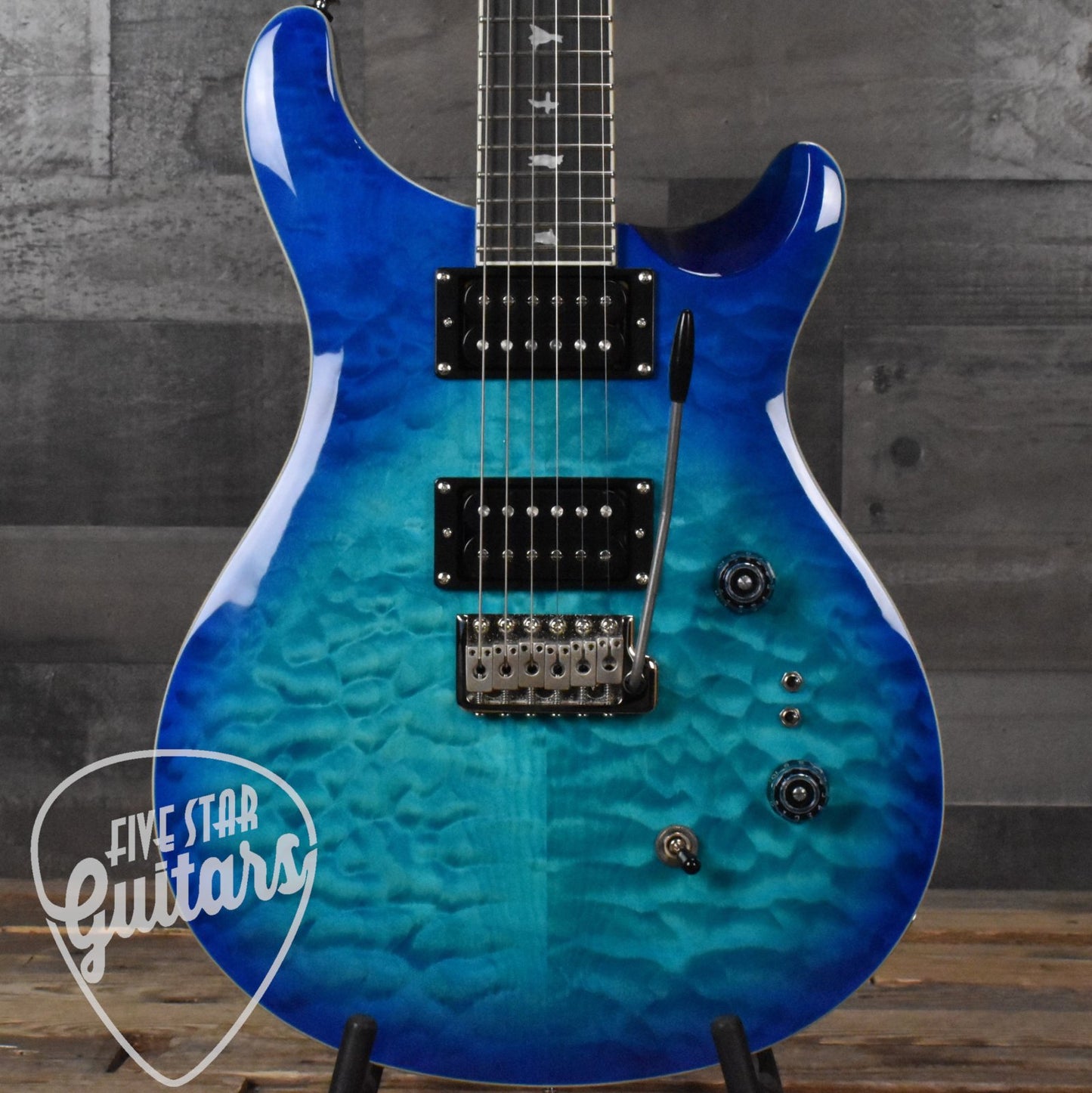 Paul Reed Smith SE Custom 24-08 Quilt Top - Lake Blue with Gig Bag