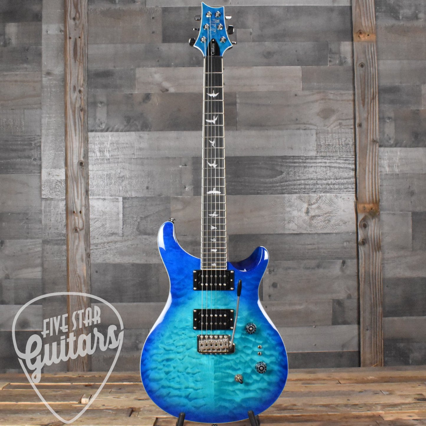 Paul Reed Smith SE Custom 24-08 Quilt Top - Lake Blue with Gig Bag