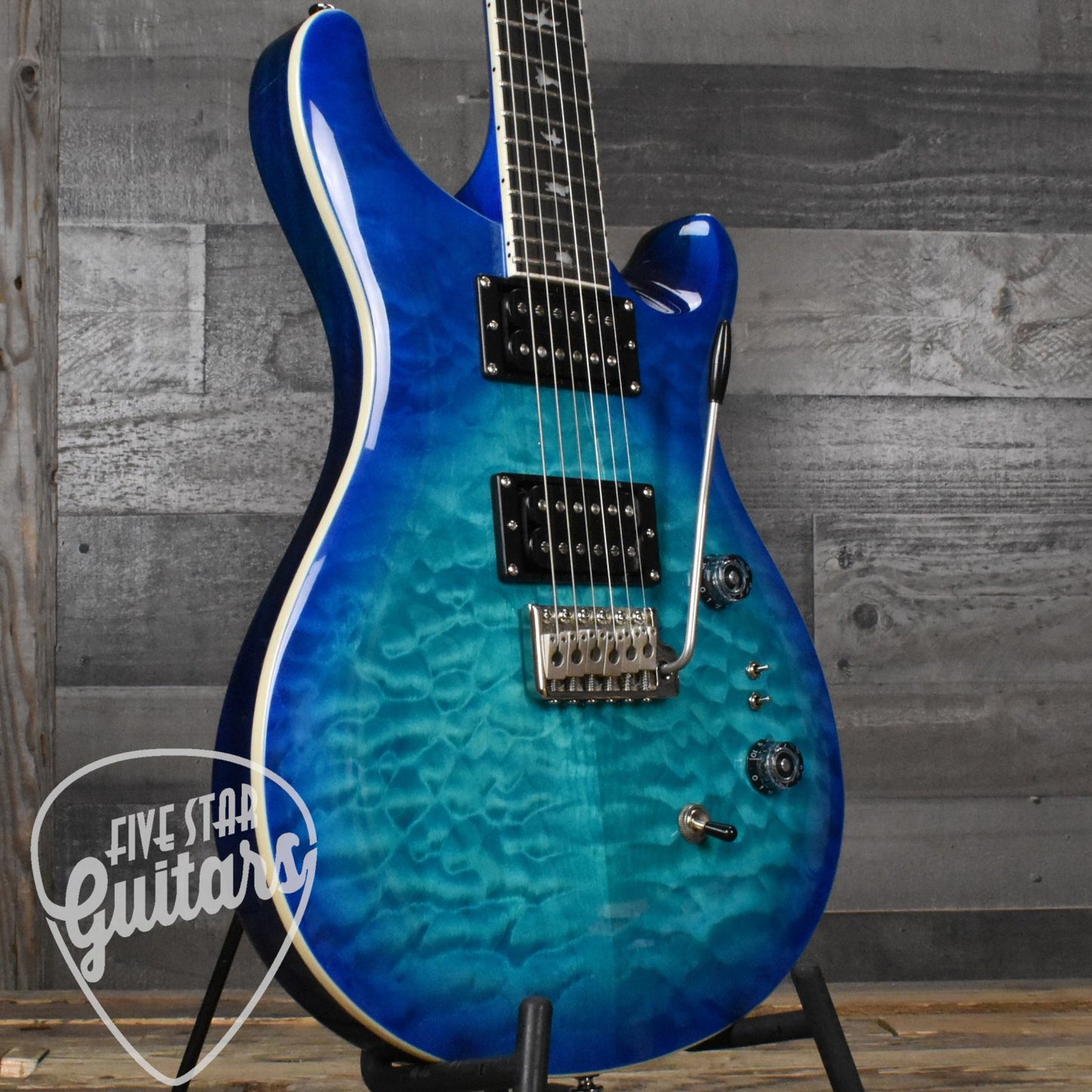 Paul Reed Smith SE Custom 24-08 Quilt Top - Lake Blue with Gig Bag