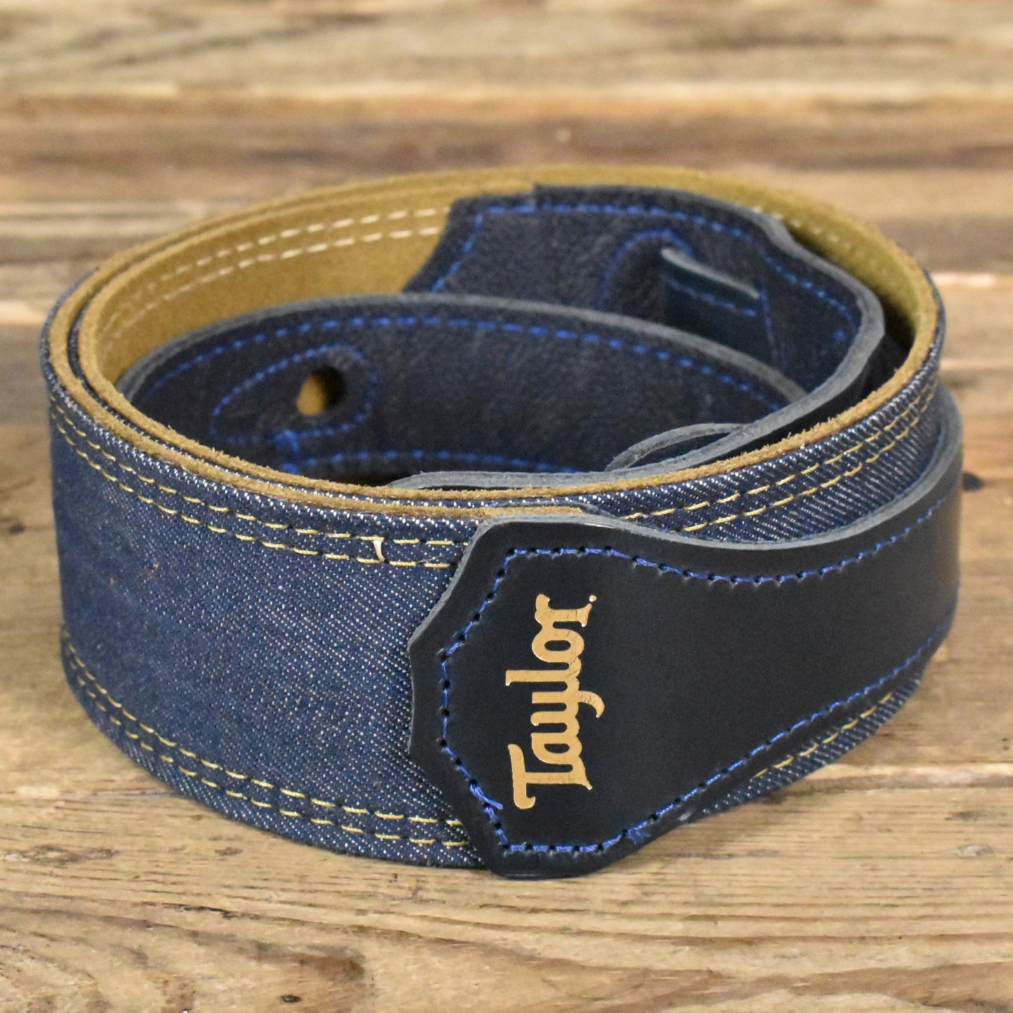 Taylor Blue Denim 2" Guitar Strap - Gold Logo