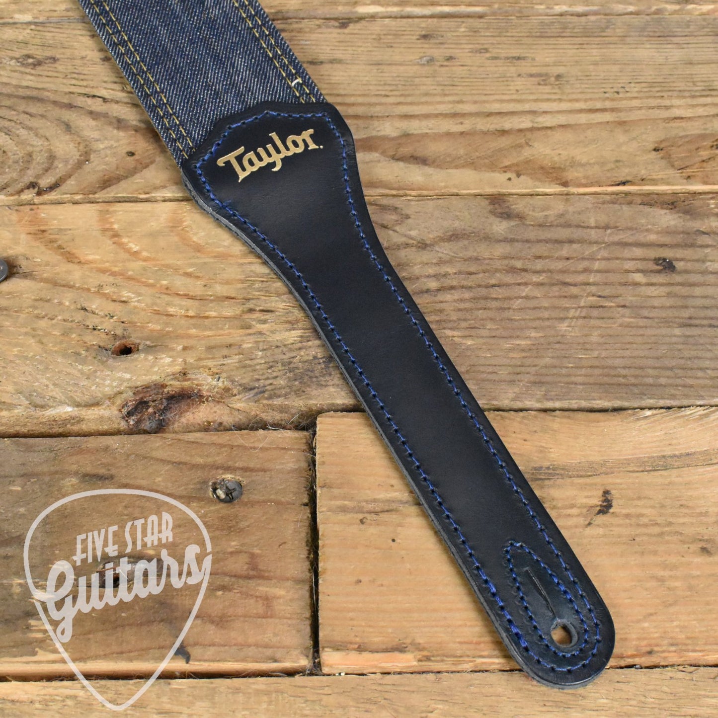 Taylor Blue Denim 2" Guitar Strap - Gold Logo