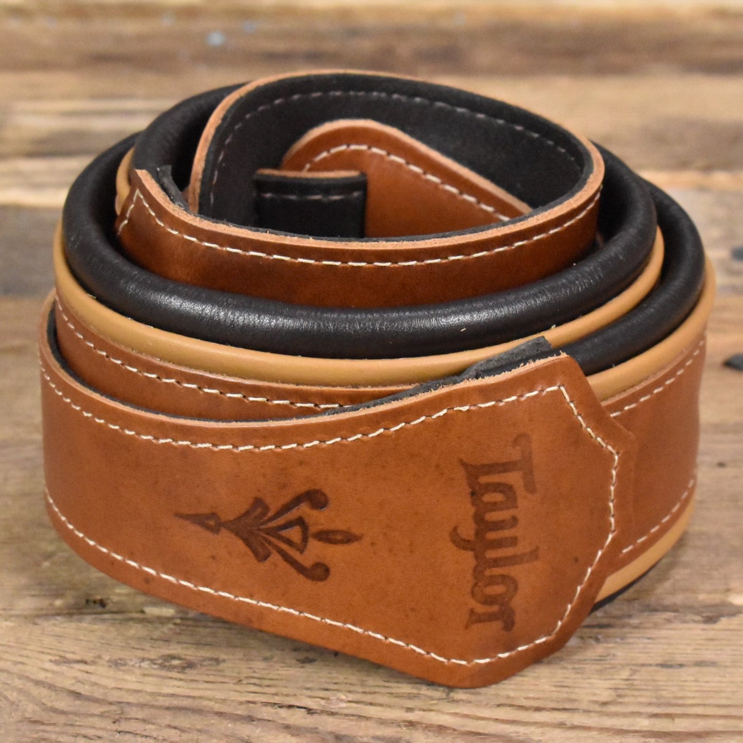 Taylor Strap Butterscotch/Black Leather 2.5"