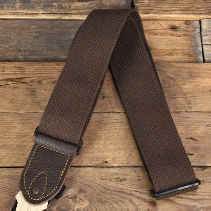 Franklin Cotton 2" Strap with Leather Ends Chocolate