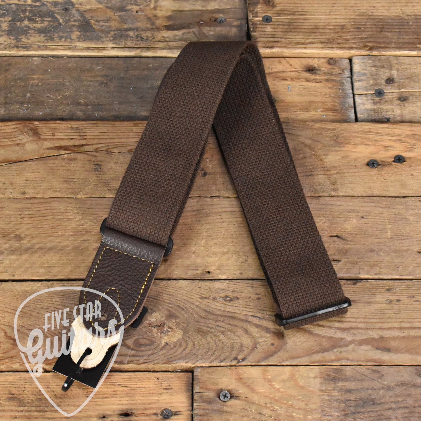 Franklin Cotton 2" Strap with Leather Ends Chocolate