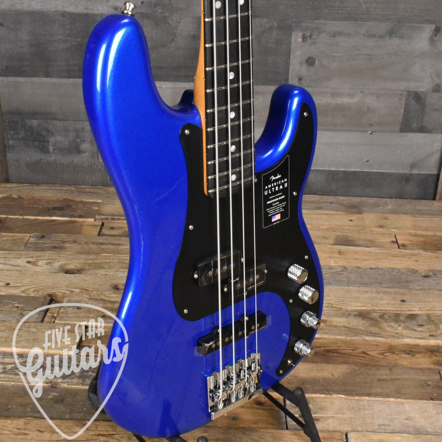 Fender American Ultra II Precision Bass, Ebony Fingerboard - Noble Blue with Deluxe Molded Case