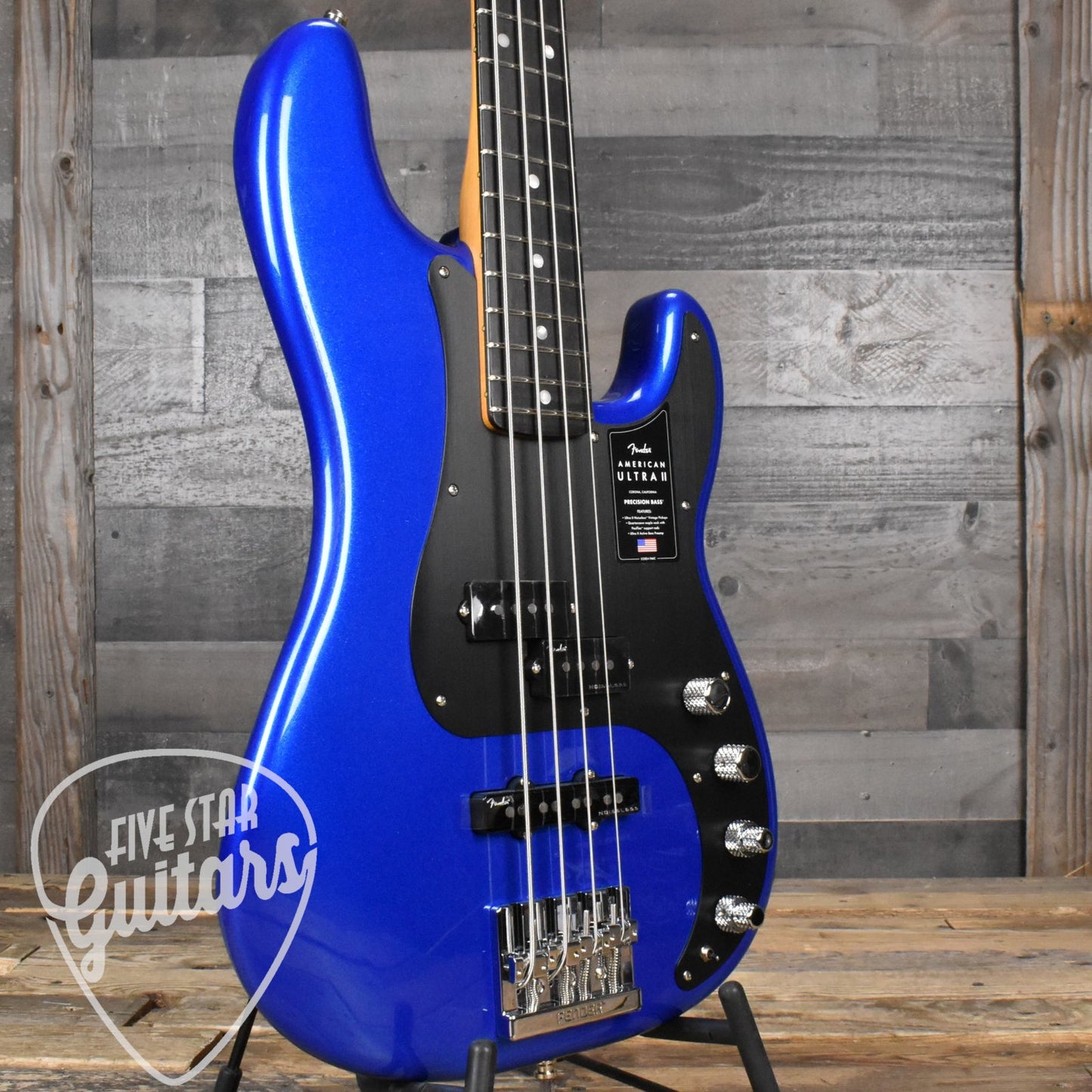 Fender American Ultra II Precision Bass, Ebony Fingerboard - Noble Blue with Deluxe Molded Case