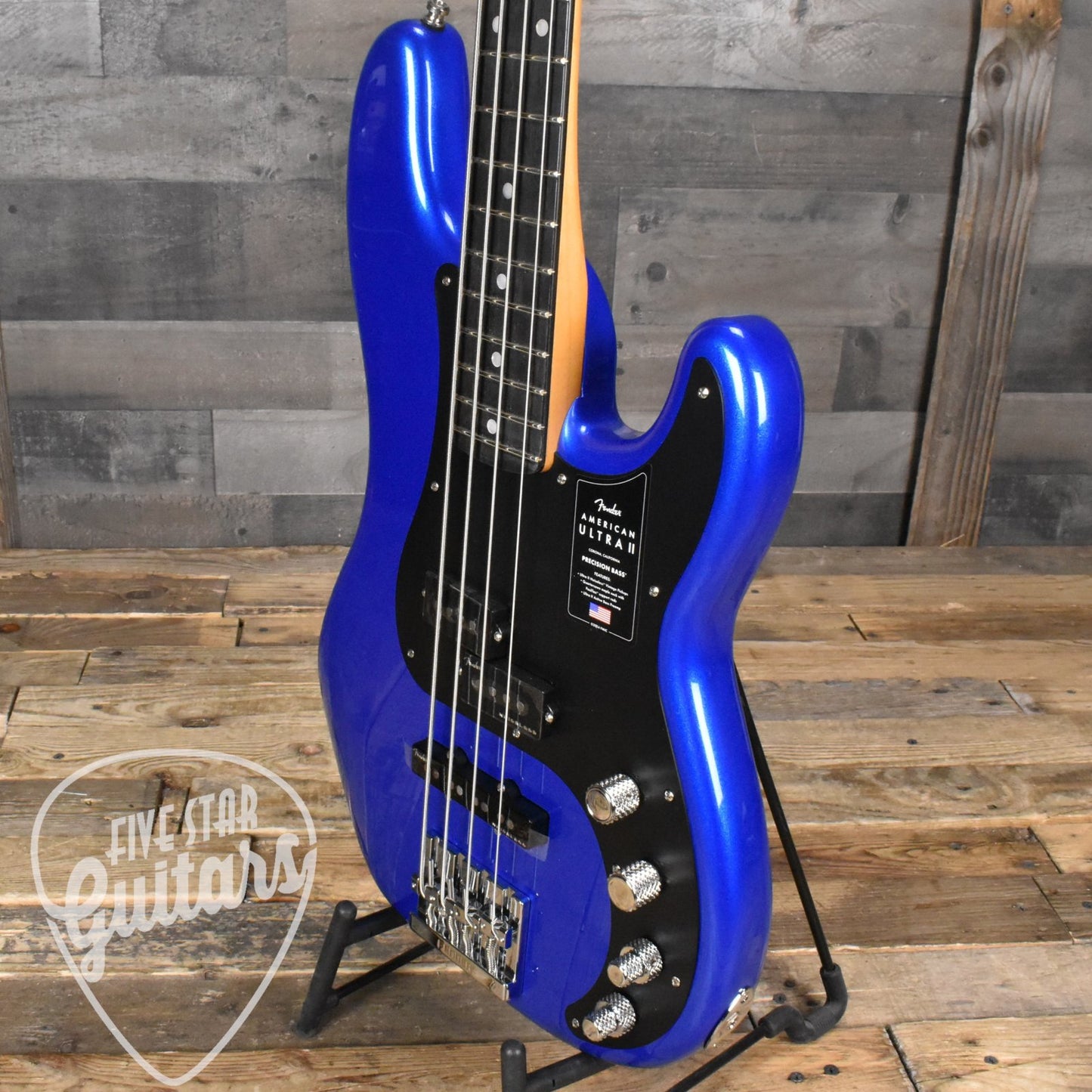 Fender American Ultra II Precision Bass, Ebony Fingerboard - Noble Blue with Deluxe Molded Case