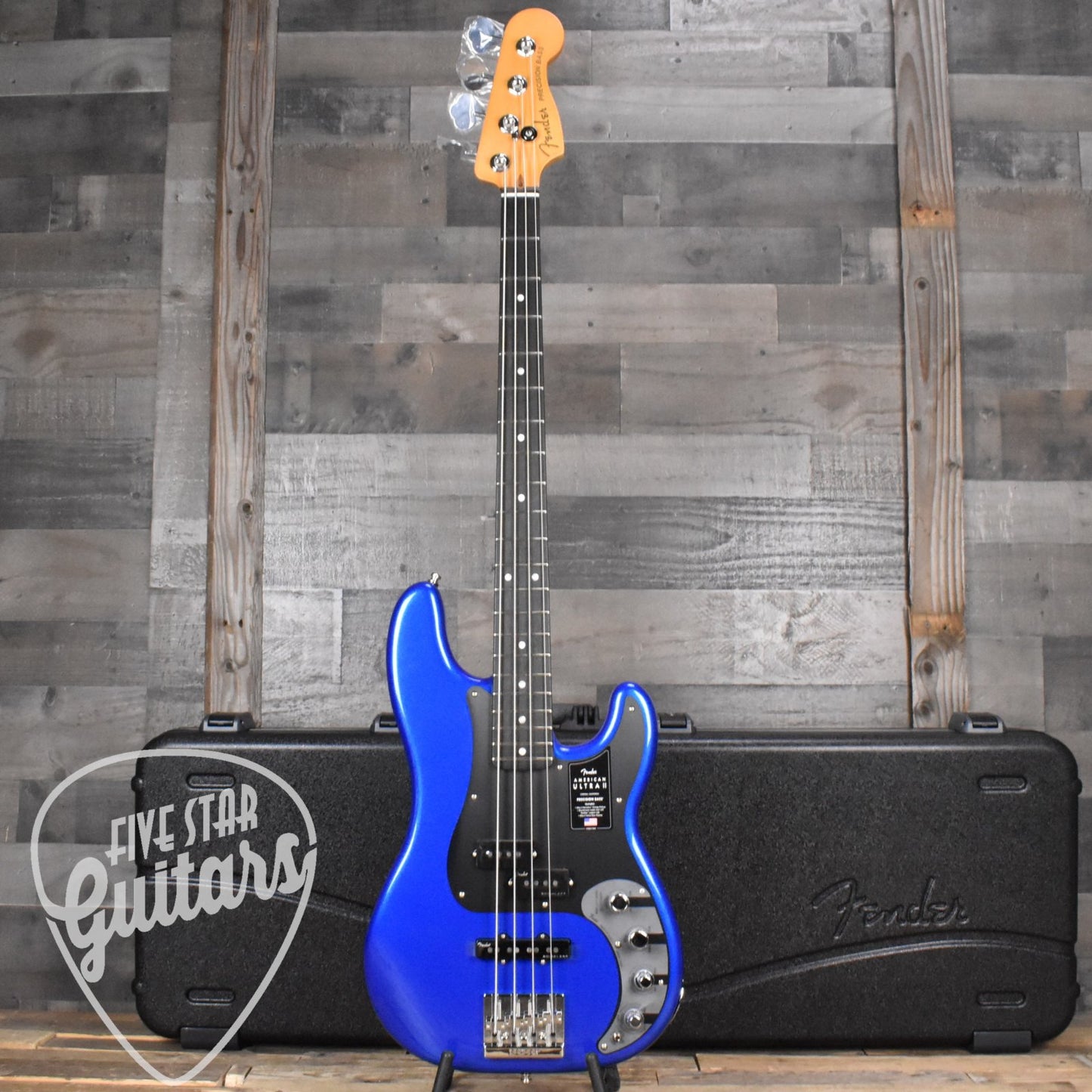 Fender American Ultra II Precision Bass, Ebony Fingerboard - Noble Blue with Deluxe Molded Case