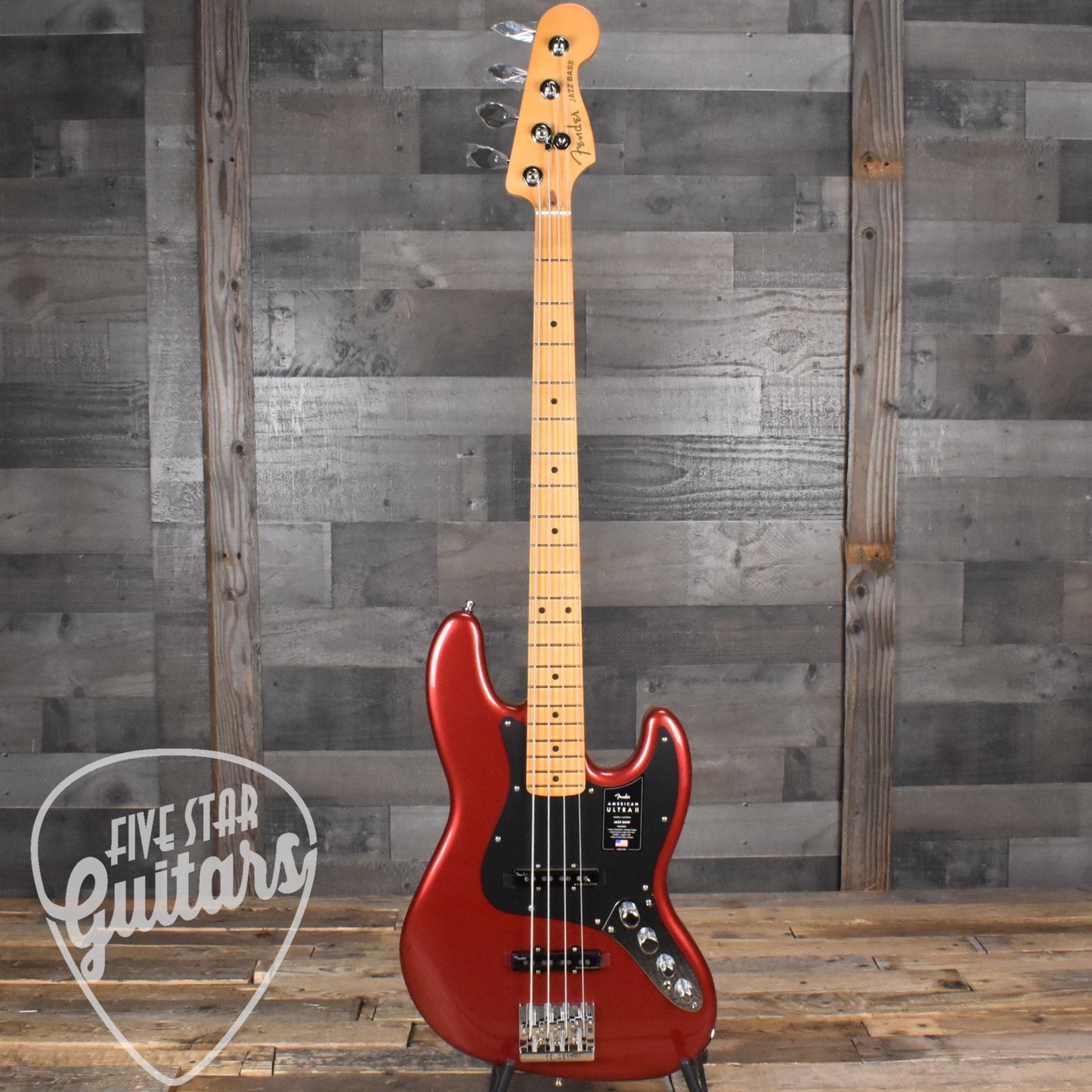 Fender American Ultra II Jazz Bass, Maple Fingerboard - Sinister Red with Deluxe Molded Case