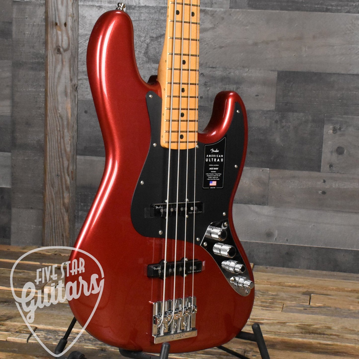 Fender American Ultra II Jazz Bass, Maple Fingerboard - Sinister Red with Deluxe Molded Case