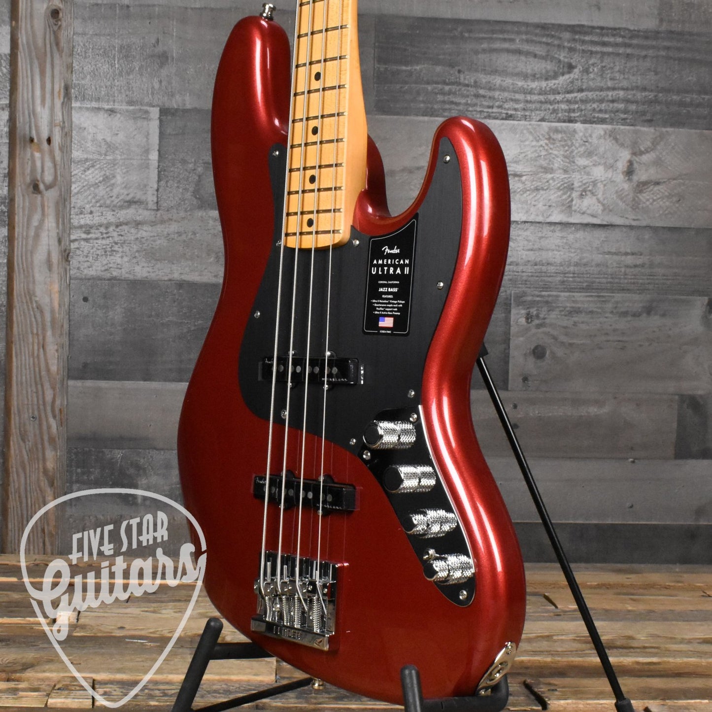 Fender American Ultra II Jazz Bass, Maple Fingerboard - Sinister Red with Deluxe Molded Case