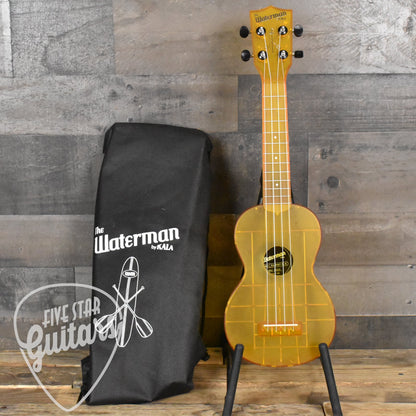 Kala Waterman Seaglass Collection Soprano Ukulele - Amber Yellow Transparent