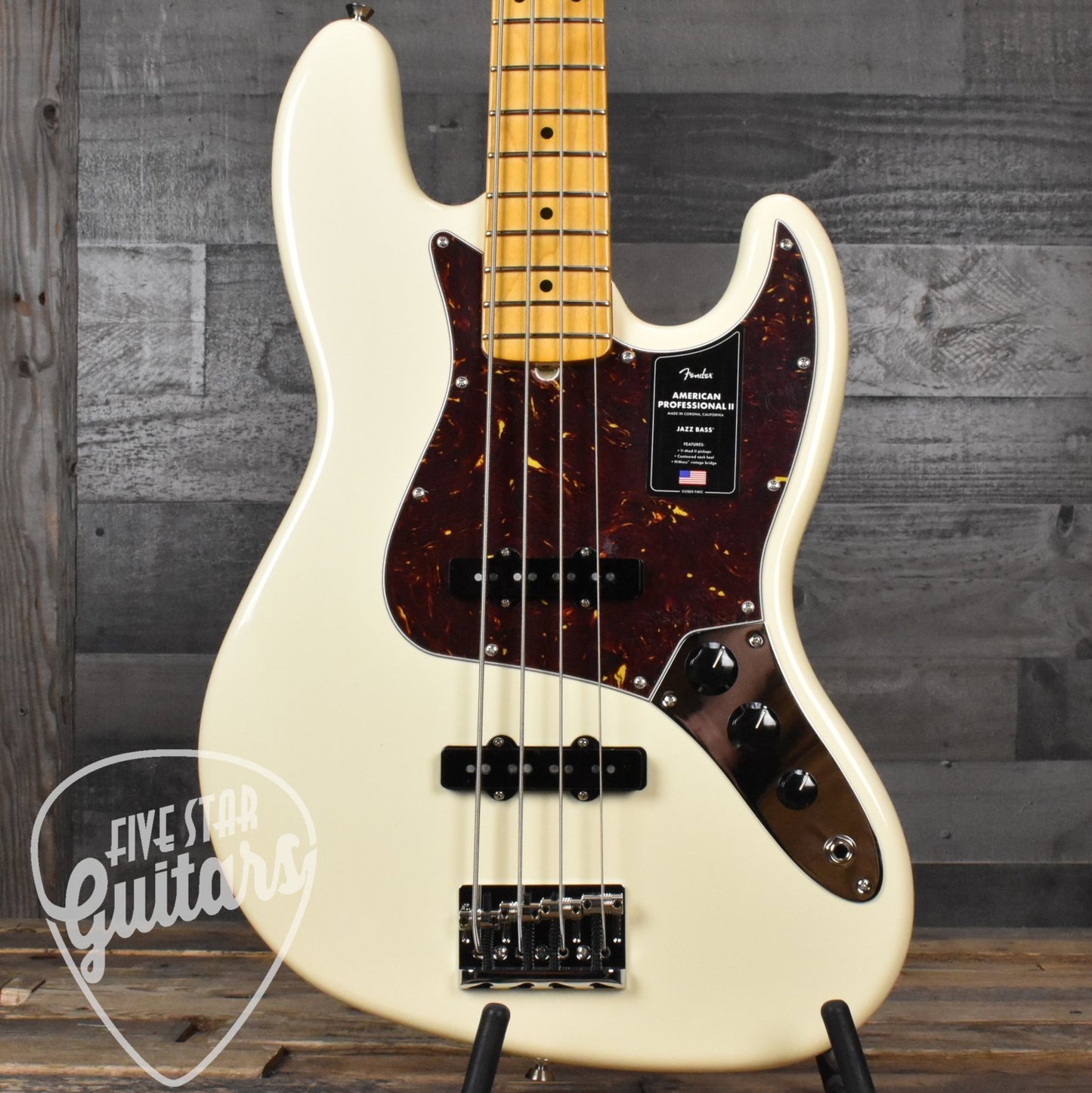 Fender American Professional II Jazz Bass Maple - Olympic White with Hard Shell Case