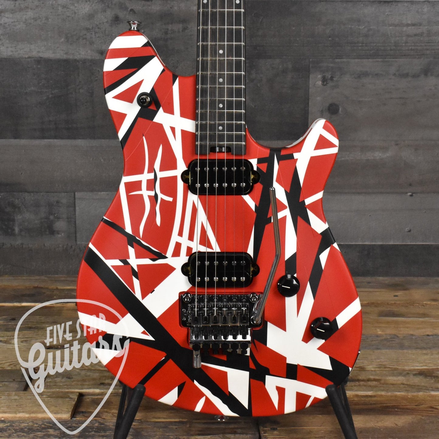 EVH Special Striped Series Wolfgang - Red Black and White with Gig Bag