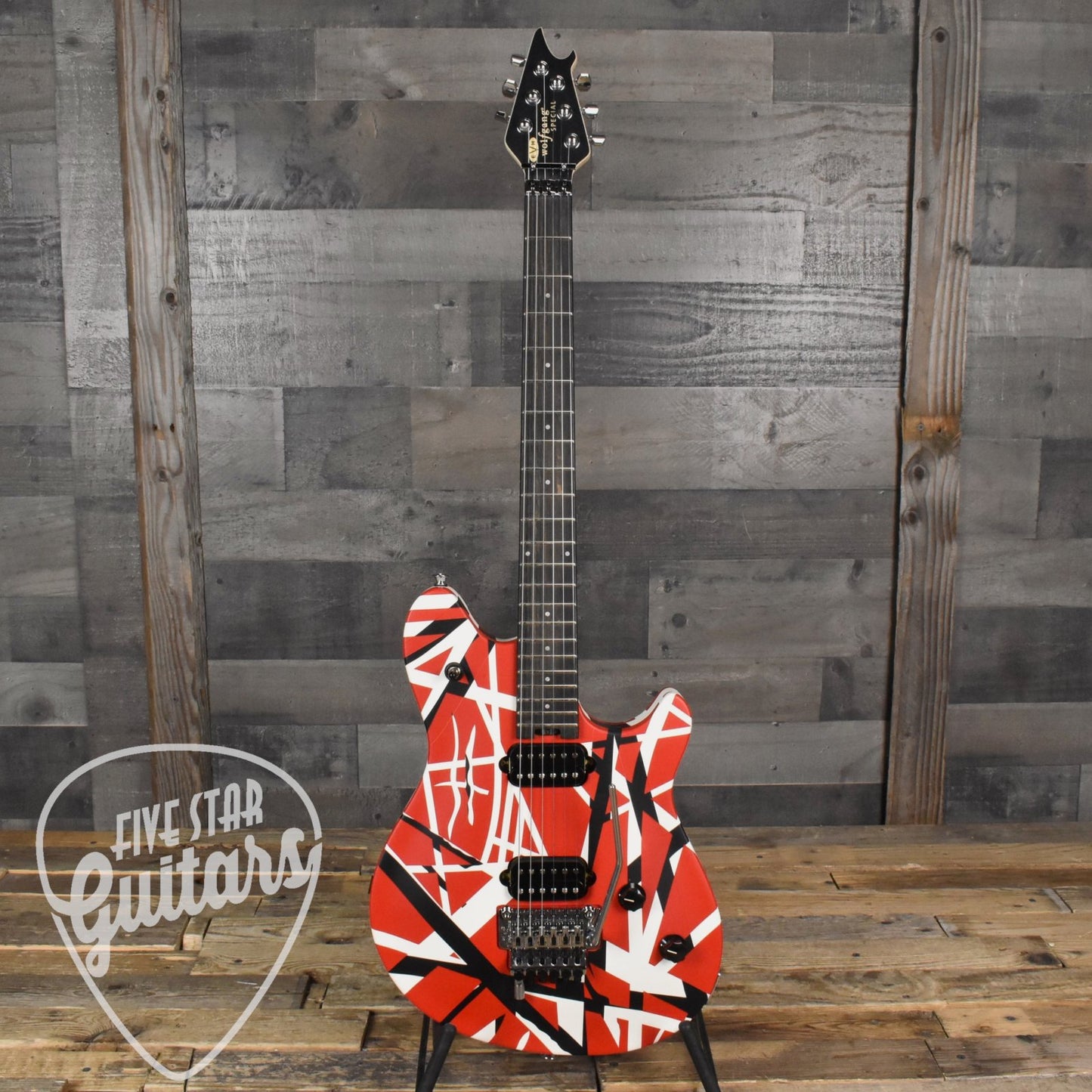 EVH Special Striped Series Wolfgang - Red Black and White with Gig Bag