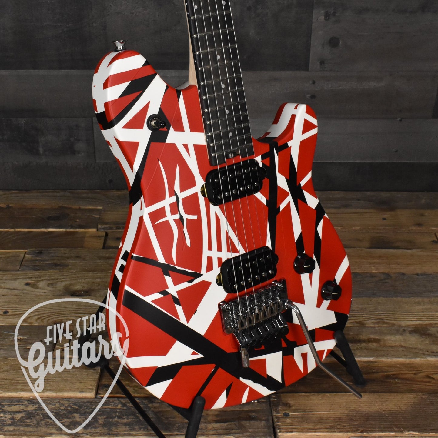 EVH Special Striped Series Wolfgang - Red Black and White with Gig Bag