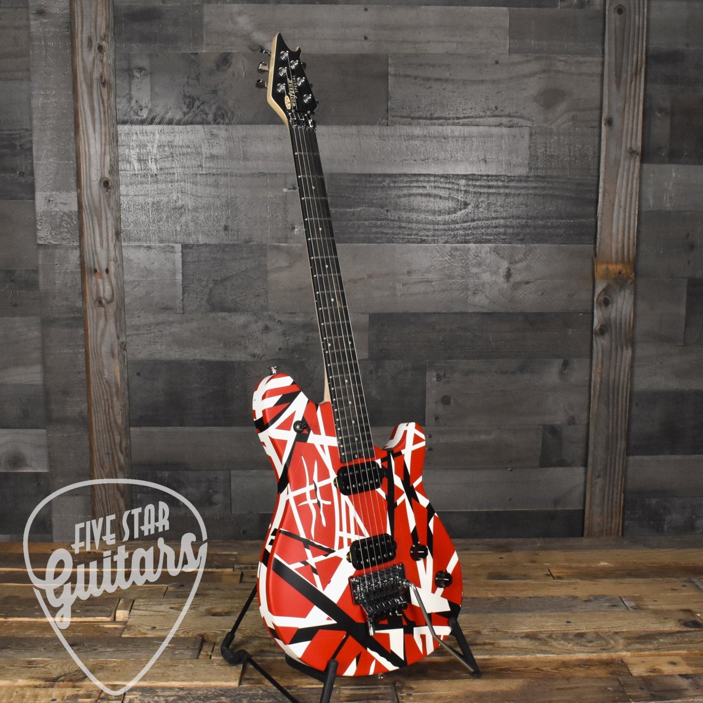 EVH Special Striped Series Wolfgang - Red Black and White with Gig Bag