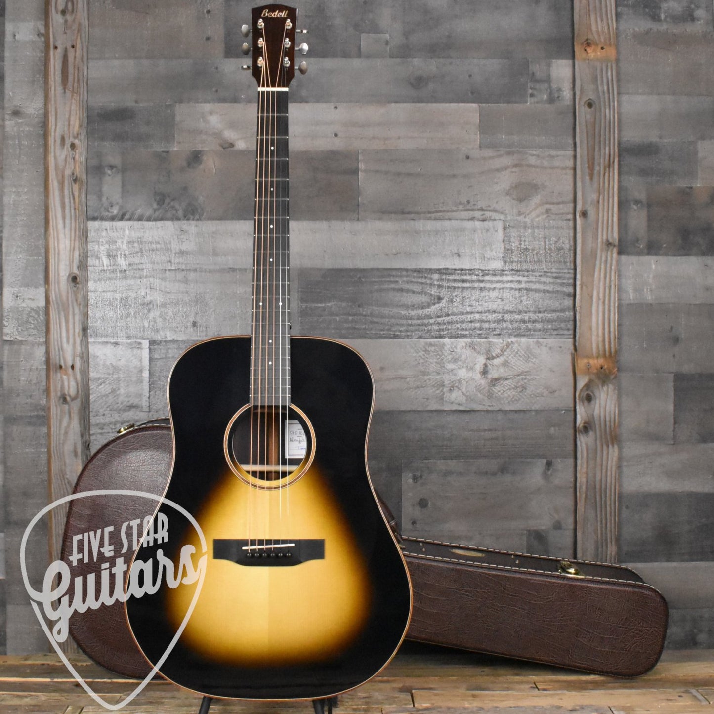 Bedell Coffee House Dreadnought Adirondack Spruce/East Indian Rosewood - Espresso Burst Gloss with Hard Shell Case