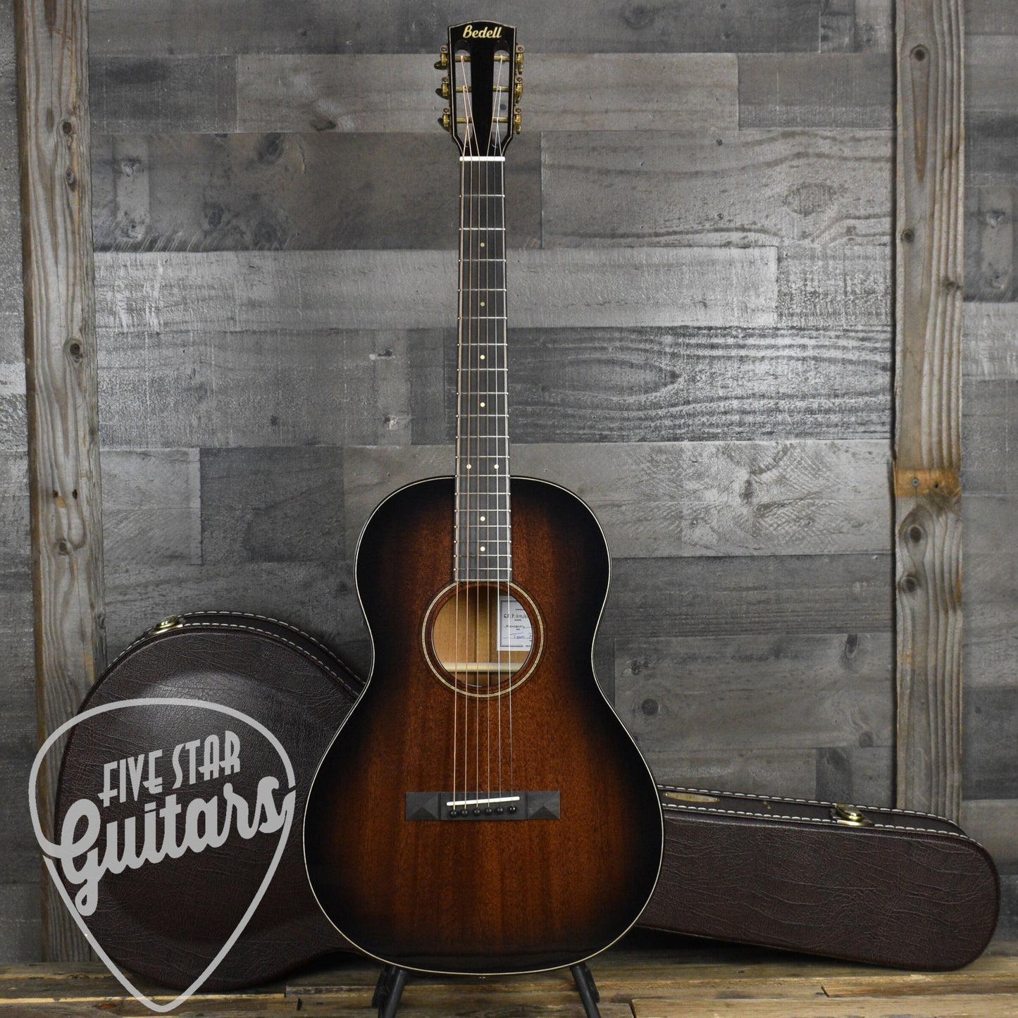 Bedell Classic Folk Parlor All Honduran Mahogany - Antique Burst with Hard Shell Case