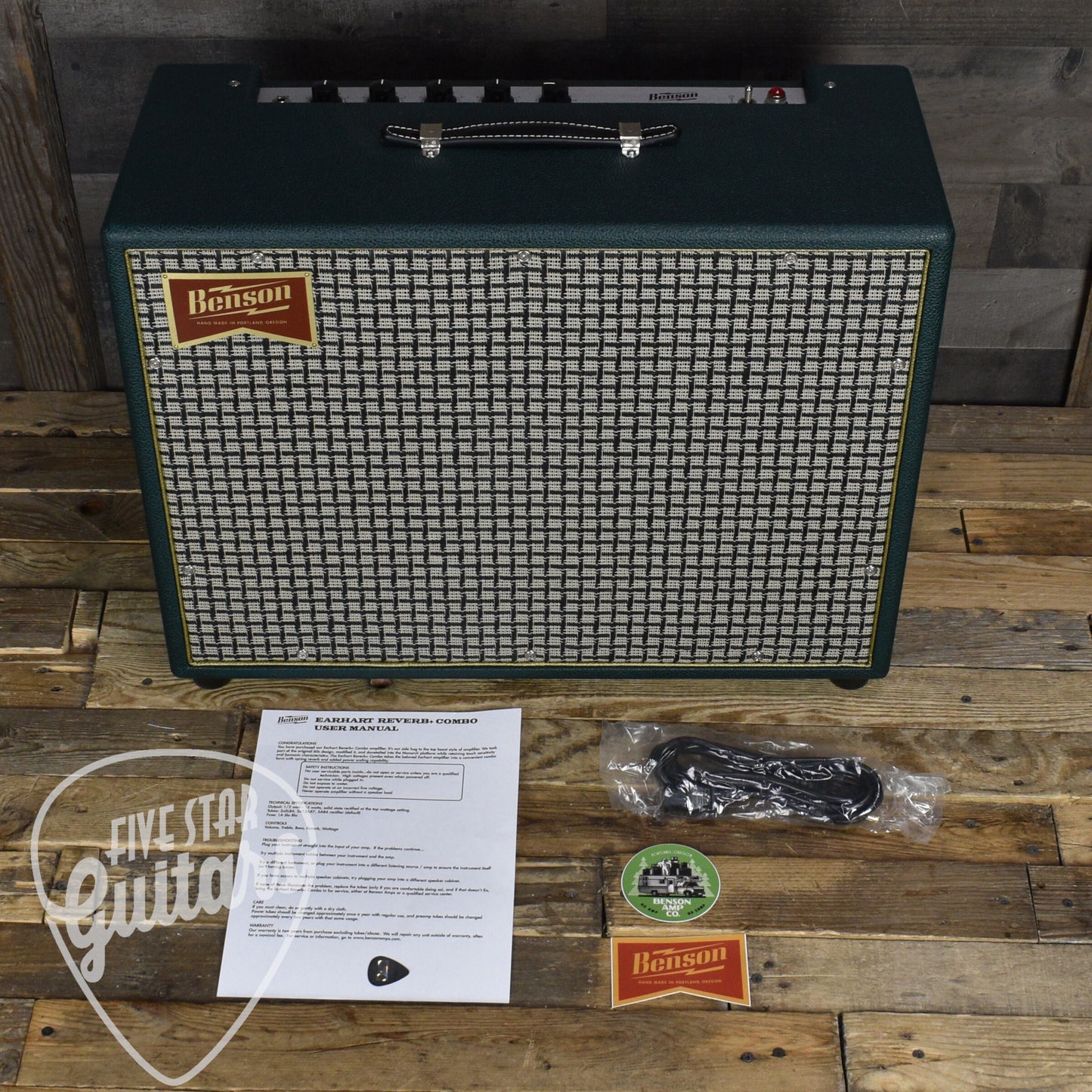 Benson Amps Earhart Reverb Plus - Green Tolex - Check Grill - Gold Piping