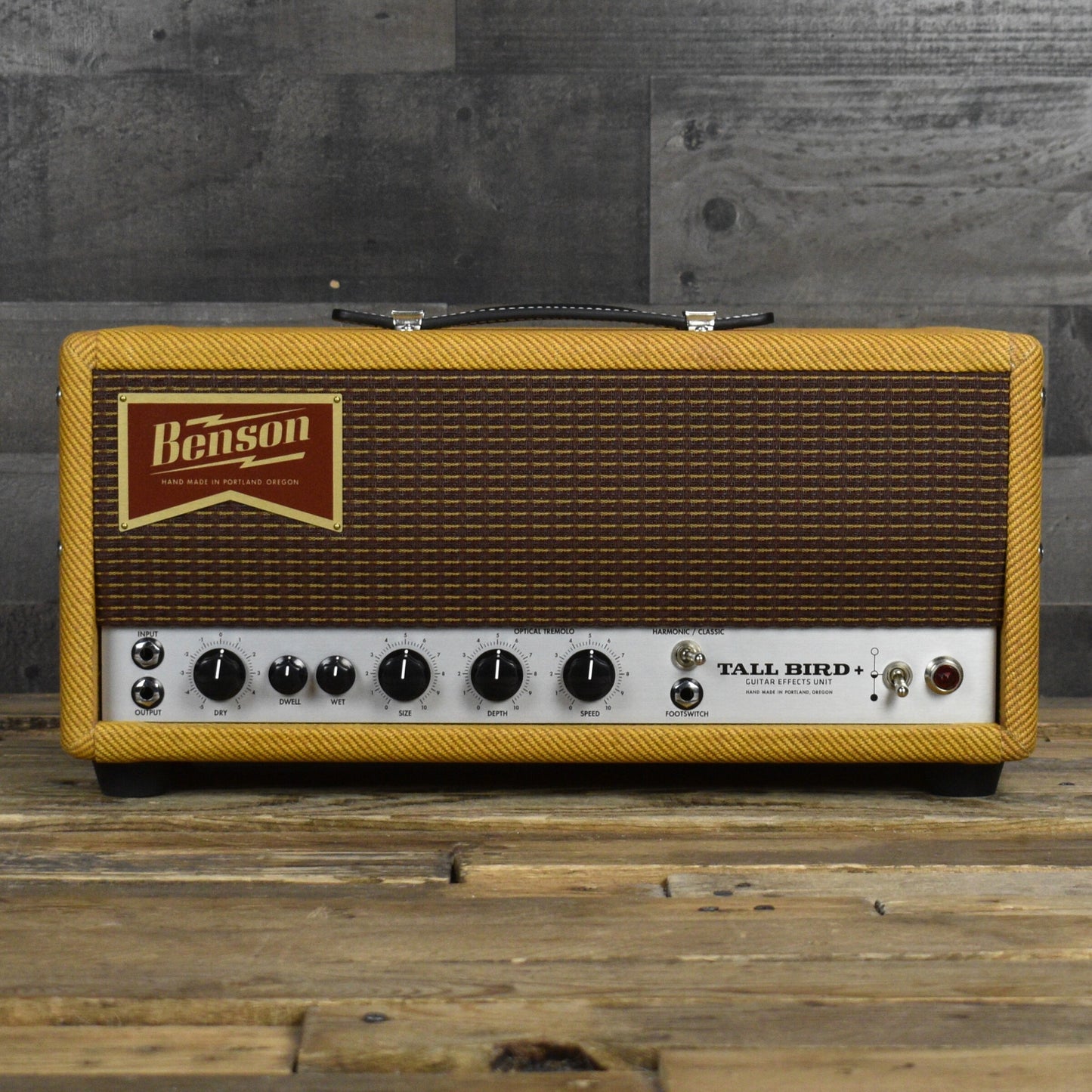 Benson Tall Bird Plus Tube Reverb and Tremolo Unit - Aged Tweed/Oxblood Grill
