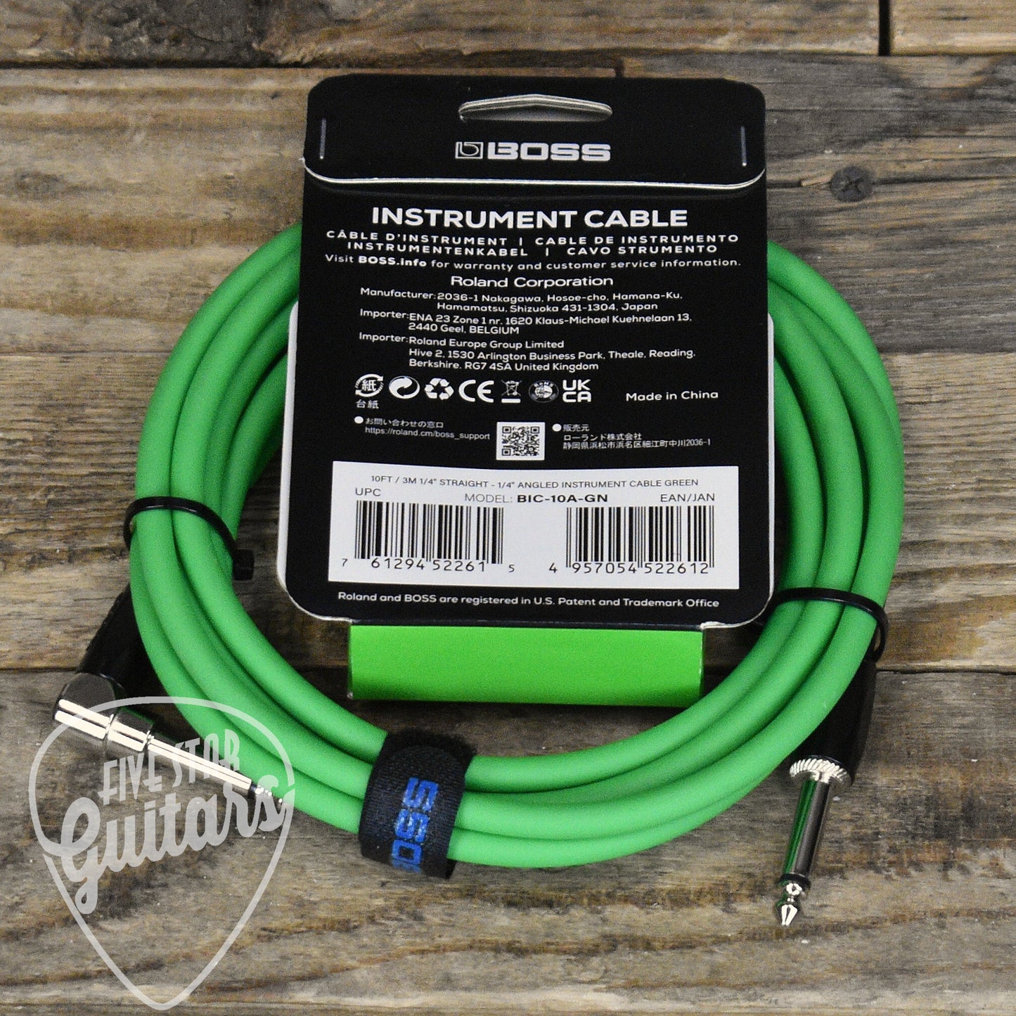 Boss BIC-10A-GN Instrument Cable - Green