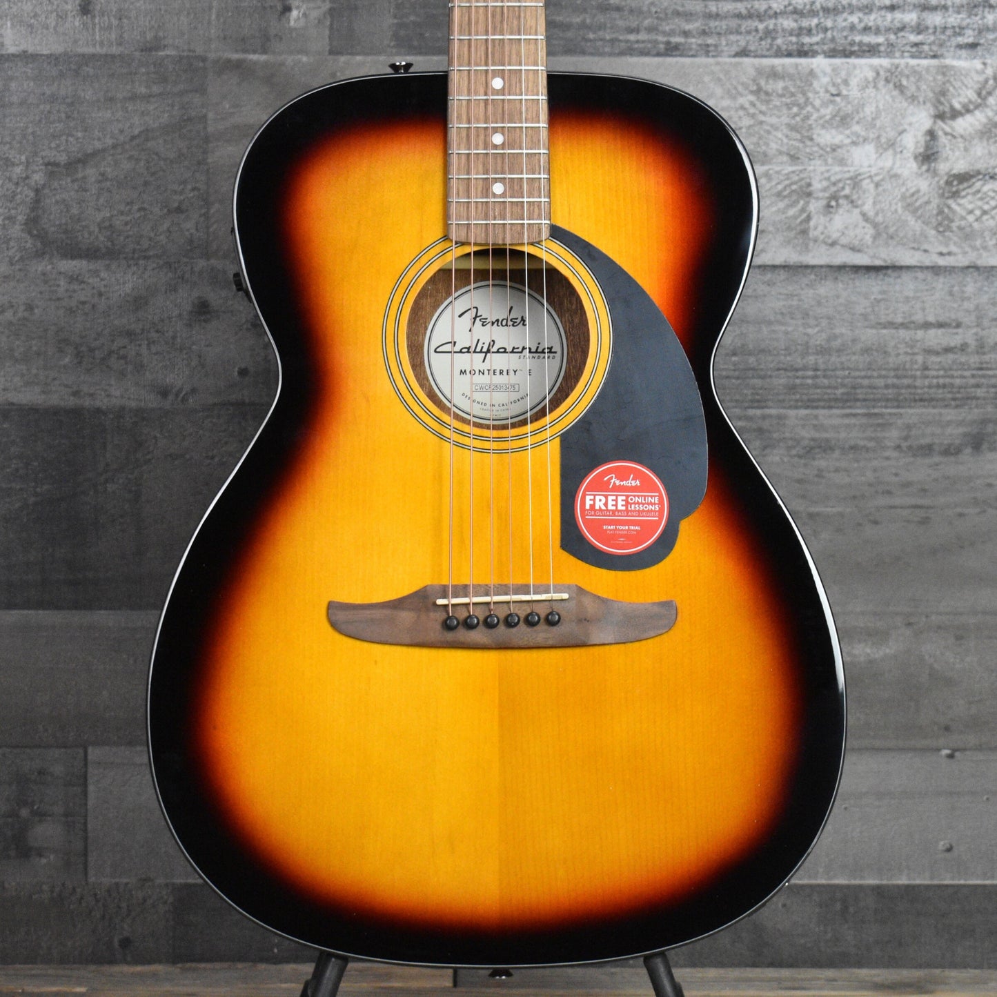 Fender California Standard Monterey E Spruce Top Black Pickguard - 3-Color Sunburst