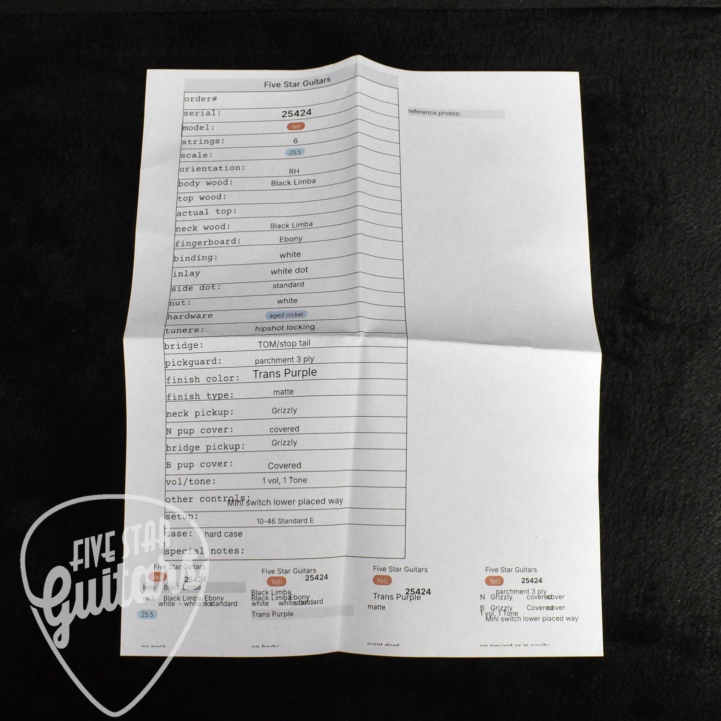 Dunable Yeti USA Black Limba - Transparent Purple with Hardshell Case