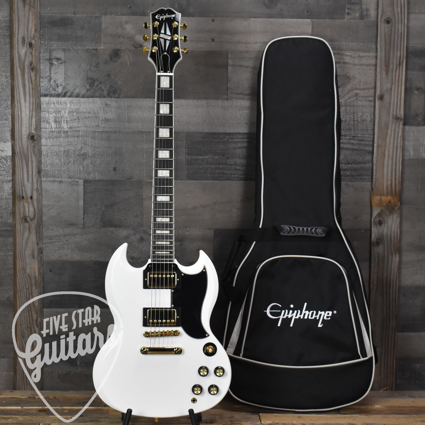 Epiphone SG Custom Inspired by Gibson Collection - Alpine White with Premium Gig Bag