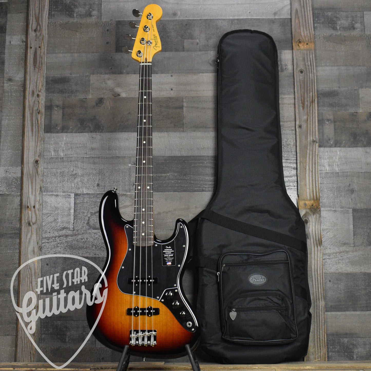 Fender American Professional Classic Jazz Bass Rosewood Fingerboard - 3-Color Sunburst with Deluxe Gig Bag