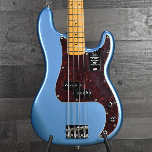Fender American Professional Classic Precision Bass Maple Fingerboard - Faded Lake Placid Blue with Deluxe Gig Bag
