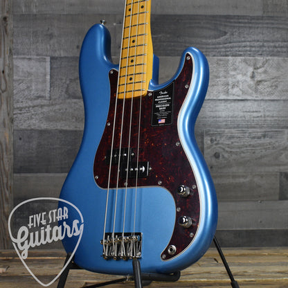 Fender American Professional Classic Precision Bass Maple Fingerboard - Faded Lake Placid Blue with Deluxe Gig Bag
