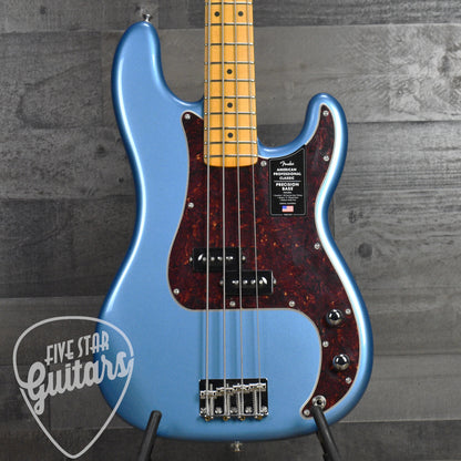 Fender American Professional Classic Precision Bass Maple Fingerboard - Faded Lake Placid Blue with Deluxe Gig Bag