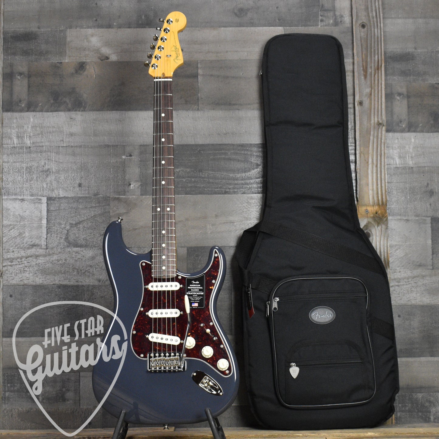 Fender American Professional Classic Stratocaster - Faded Black with Deluxe Gig Bag