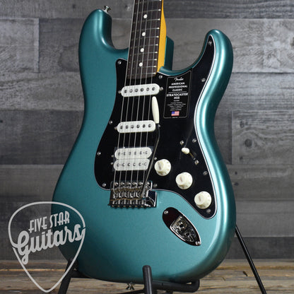 Fender American Professional Classic Stratocaster HSS Rosewood Fingerboard - Faded Sherwood Green Metallic with Deluxe Gigbag