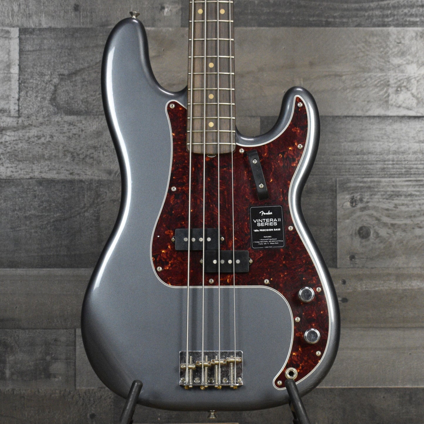Fender Vintera II Road Worn '60s Precision Bass Rosewood Fingerboard - Charcoal Frost Metallic with Hardshell Case
