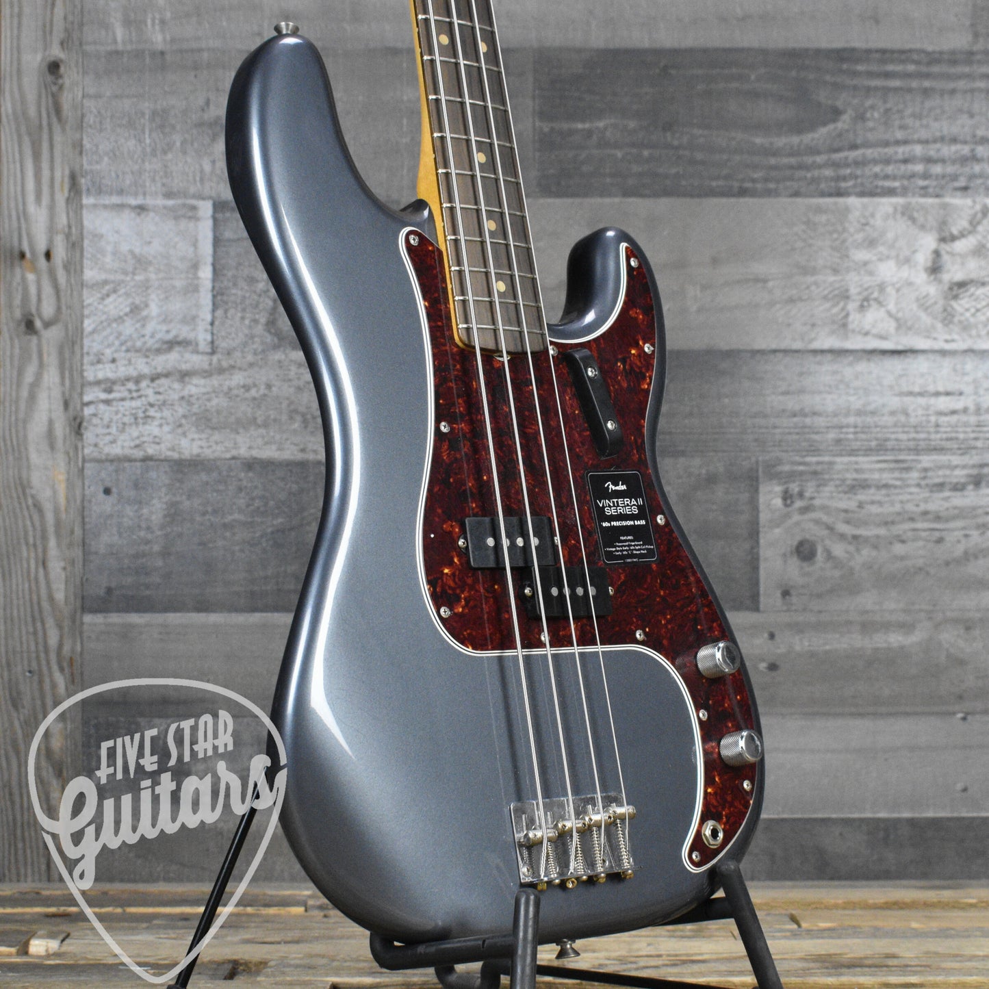 Fender Vintera II Road Worn '60s Precision Bass Rosewood Fingerboard - Charcoal Frost Metallic with Hardshell Case