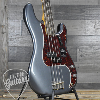 Fender Vintera II Road Worn '60s Precision Bass Rosewood Fingerboard - Charcoal Frost Metallic with Hardshell Case