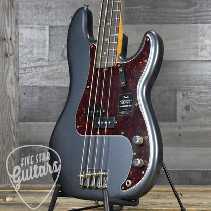 Fender Vintera II Road Worn '60s Precision Bass Rosewood Fingerboard - Charcoal Frost Metallic with Hardshell Case