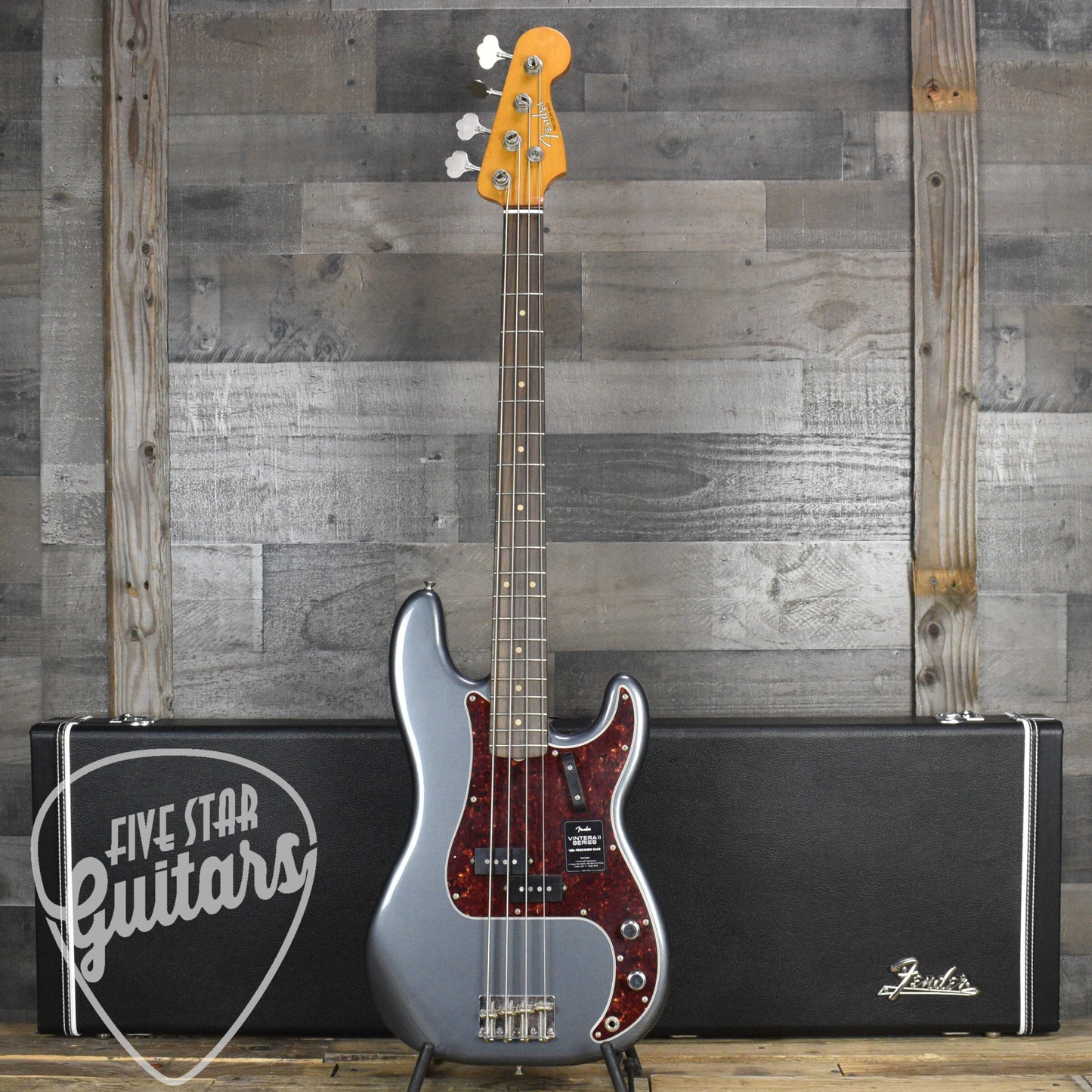 Fender Vintera II Road Worn '60s Precision Bass Rosewood Fingerboard - Charcoal Frost Metallic with Hardshell Case
