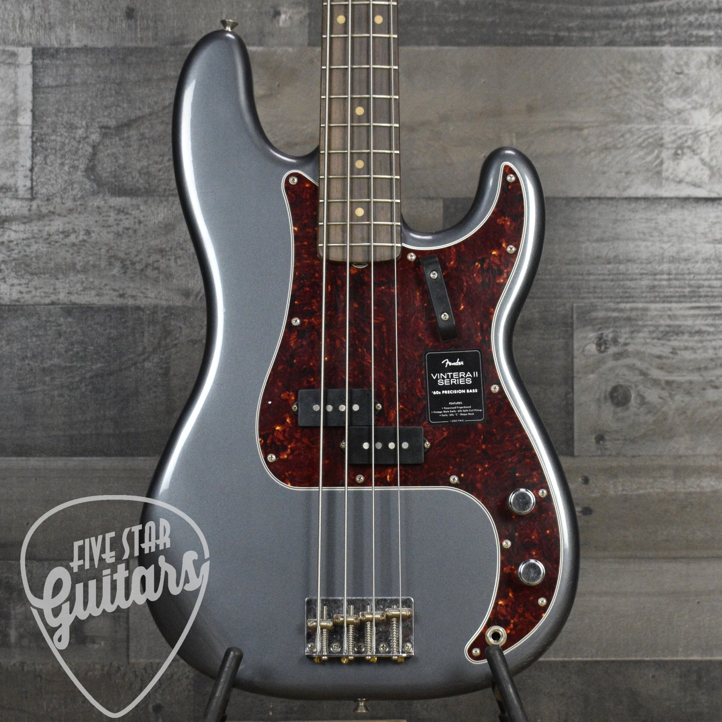 Fender Vintera II Road Worn '60s Precision Bass Rosewood Fingerboard - Charcoal Frost Metallic with Hardshell Case