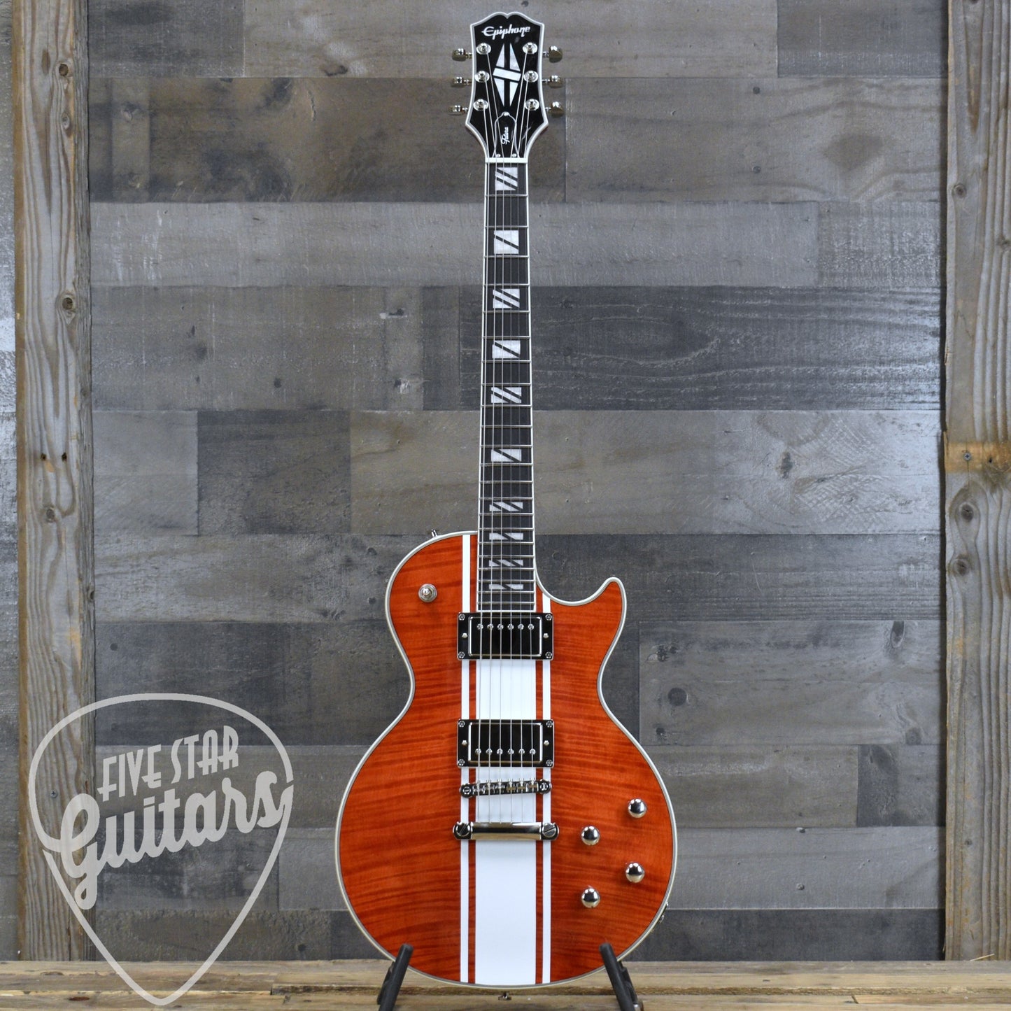 Epiphone Futura Les Paul Custom Figured - Rally Red with Gigbag