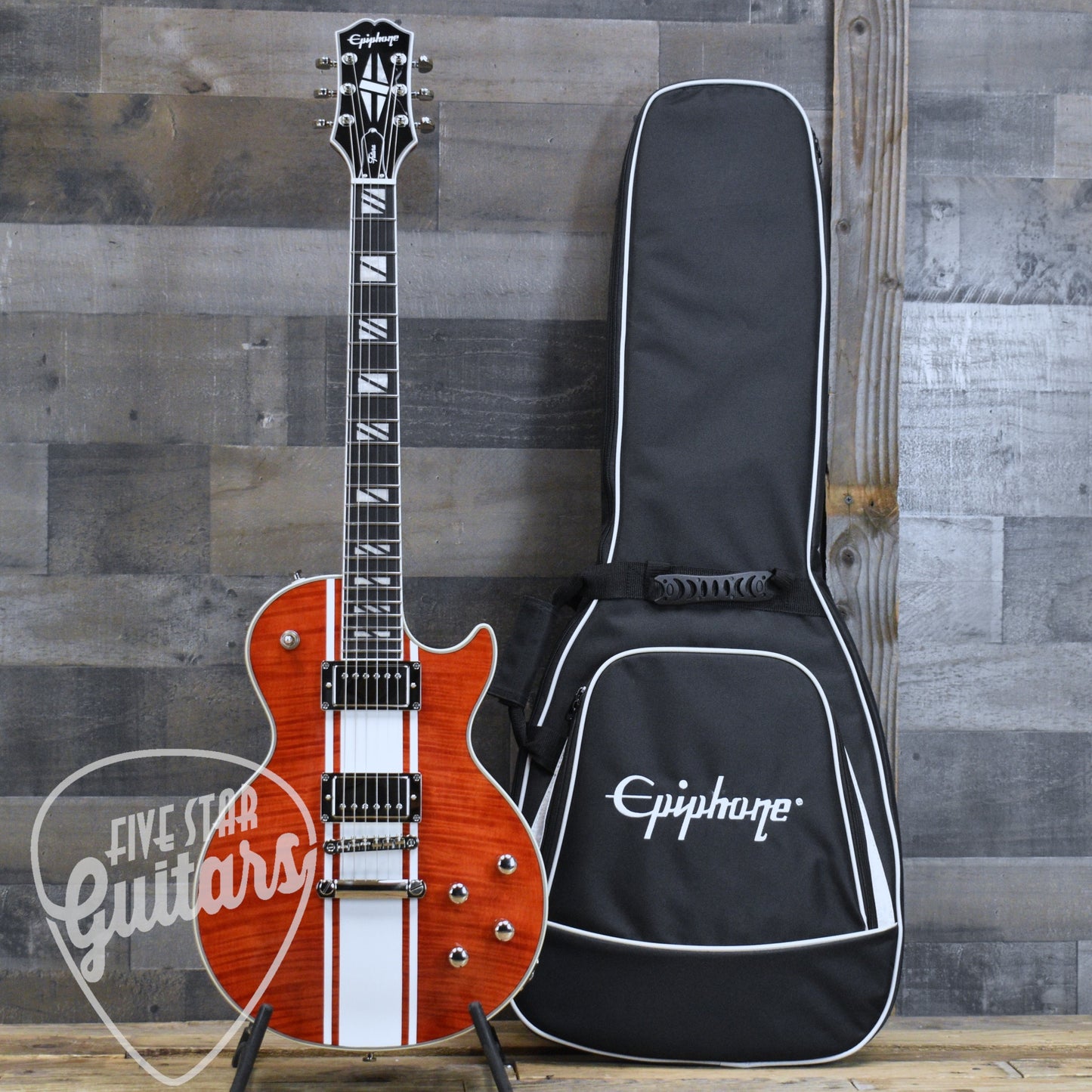 Epiphone Futura Les Paul Custom Figured - Rally Red with Gigbag