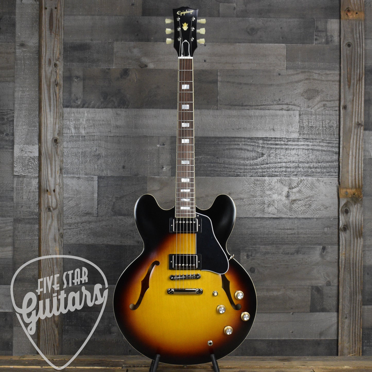 Epiphone 1962 ES-335 Reissue - Vintage Sunburst - With Black Hard Shell Case