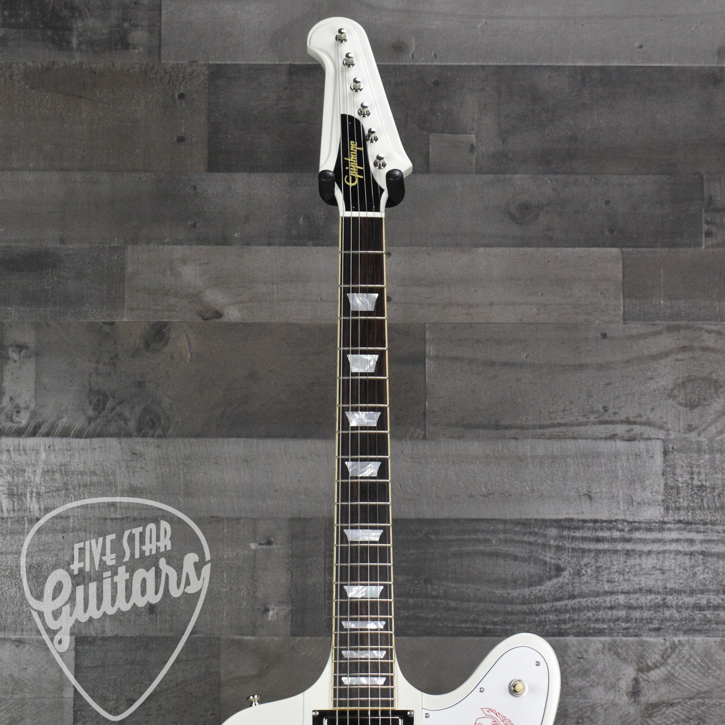 Epiphone 1963 Firebird V Maestro Vibrola Reissue - Polaris White with Hardshell Case