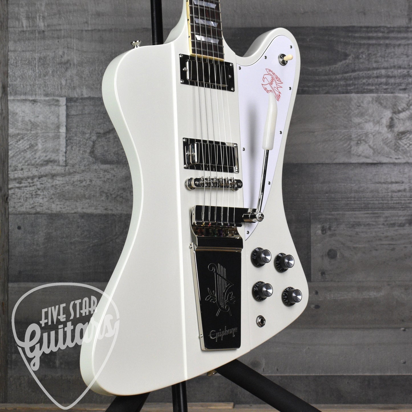 Epiphone 1963 Firebird V Maestro Vibrola Reissue - Polaris White with Hardshell Case
