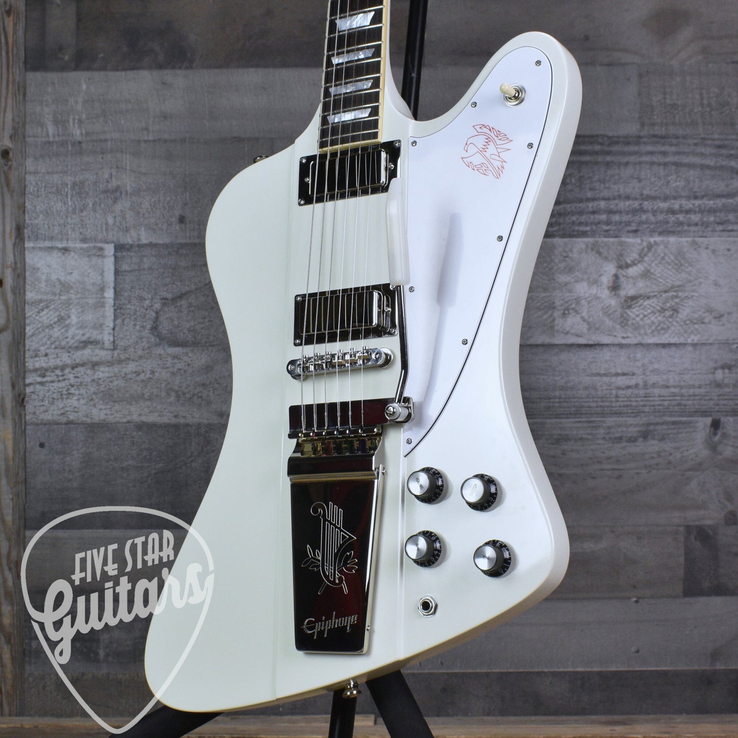 Epiphone 1963 Firebird V Maestro Vibrola Reissue - Polaris White with Hardshell Case